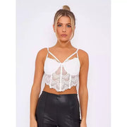 Lace Detail Corset Style Cami Crop Top - Beyond paradise